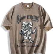 Slow Hiking Society Vintage Washed T-Shirt in Brown