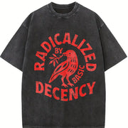 Radicalized By Basic Decency Political Protest vintage washed oversized T-shirt in Black