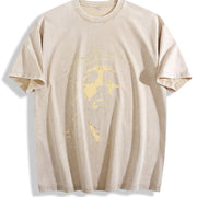 Distressed Yellow Portrait Vintage Washed T-Shirt in Beige
