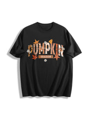 Pumpkin Season Retro Halloween Cotton T-Shirt in Black