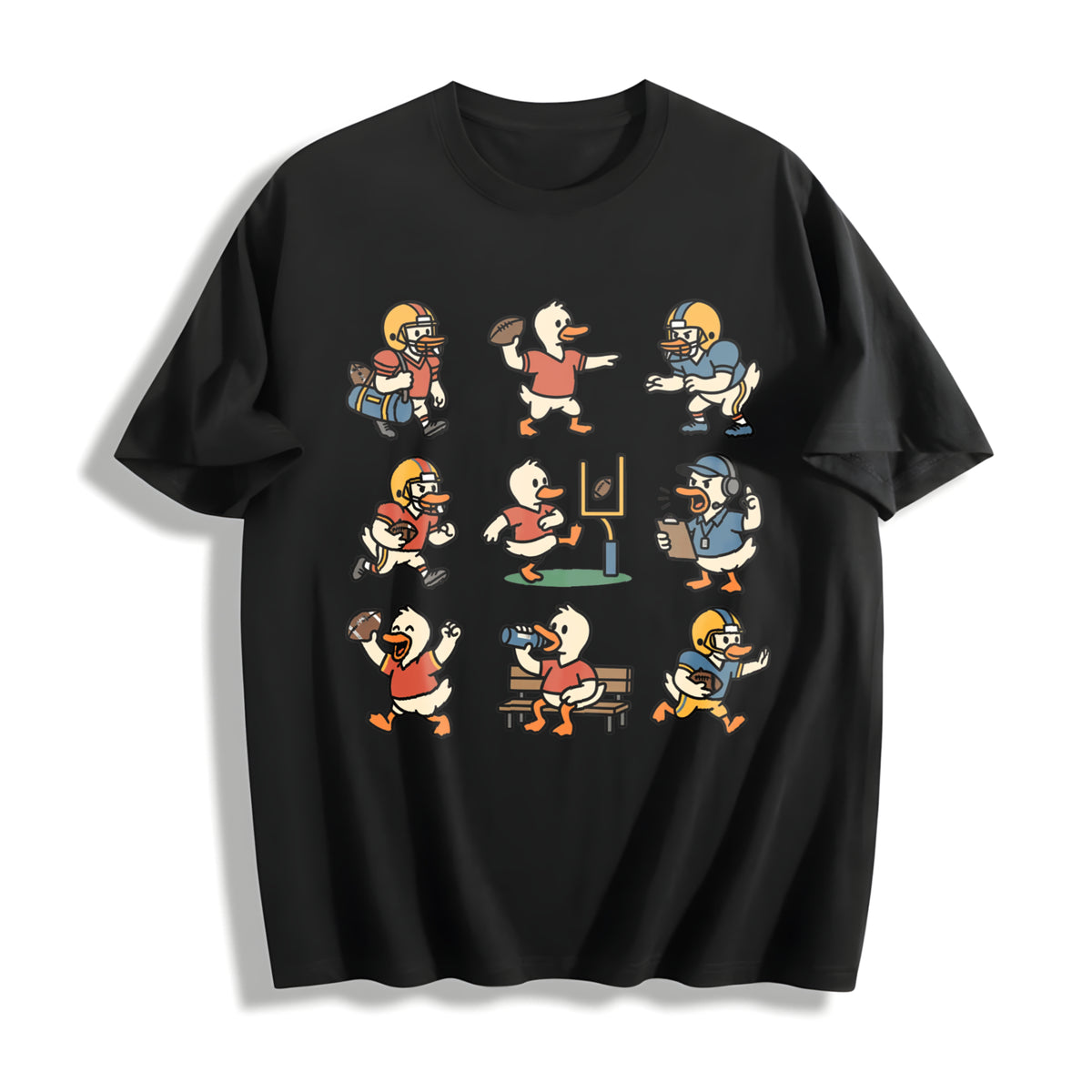 Silly Goose Football Cotton T-Shirt in Black