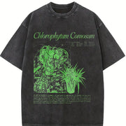 Spider Plant Chlorophytum Comosum Vintage Washed T-Shirt in Black