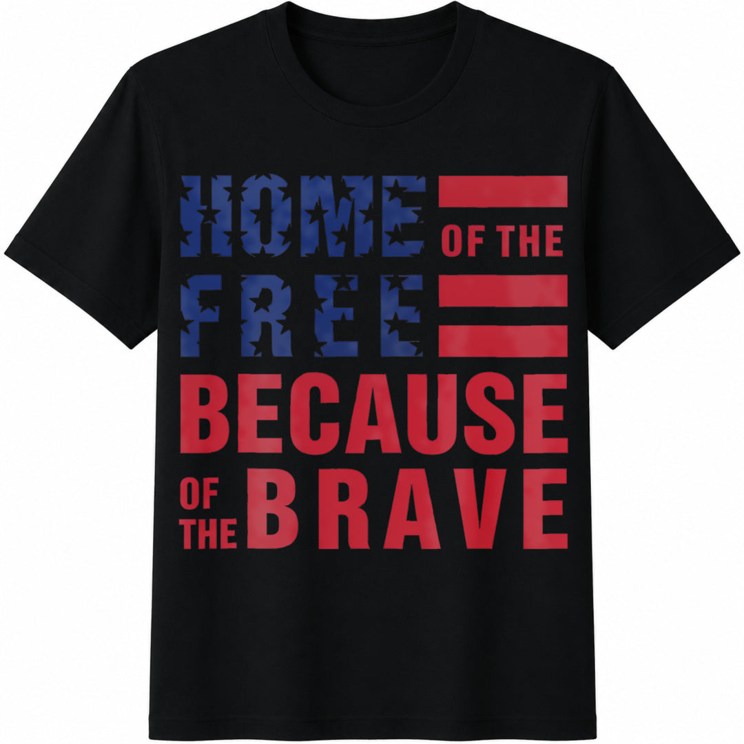 Home of the Free Patriotic 4th of July Cotton T-Shirt in Black