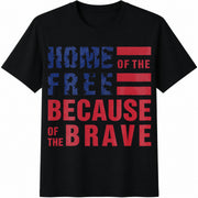 Home of the Free Patriotic 4th of July Cotton T-Shirt in Black