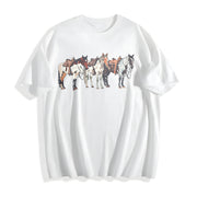 Western Horse Cotton T-Shirt in White