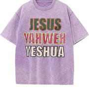 Jesus Yahweh Yeshua Vintage Washed T-Shirt in Purple