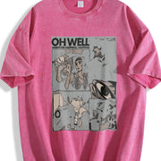 Retro Cowboy Bebop Anime Mineral Anime Manga Heavy Vintage Washed T-Shirt in Red