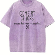 C'Mere Fellers Make Heaven Crowded Vintage Washed T-Shirt in Purple