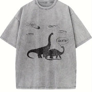 Santa Dinosaurs Xmas Dino Meteor Extinction Joke for Guys Vintage Washed T-Shirt in Gray