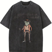 Hold on Partner I'm Overstimulated Vintage Washed T-Shirt in Black