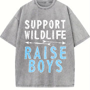 Support Wildlife Raise Boys Vintage Washed T-Shirt in Gray
