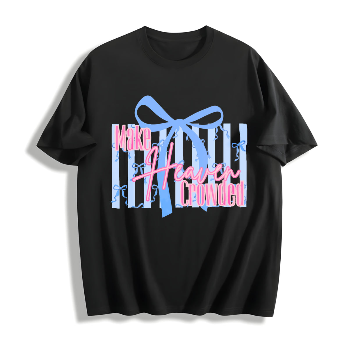 Make Heaven Crowded Bow Cotton T-Shirt in Black