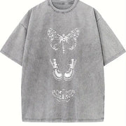 A Loose-fitting Short-sleeve for Made of Black Vintage Washed T-Shirt in Gray