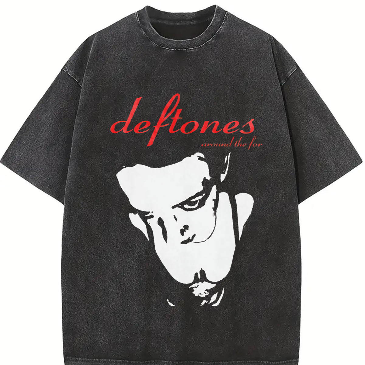 Deftones – Retro Rock Style vintage washed oversized T-shirt in Black