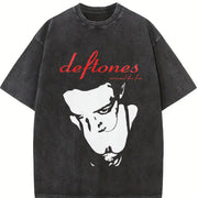 Deftones – Retro Rock Style vintage washed oversized T-shirt in Black
