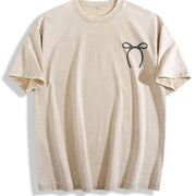 Minimal Bow Vintage Washed T-Shirt in Beige