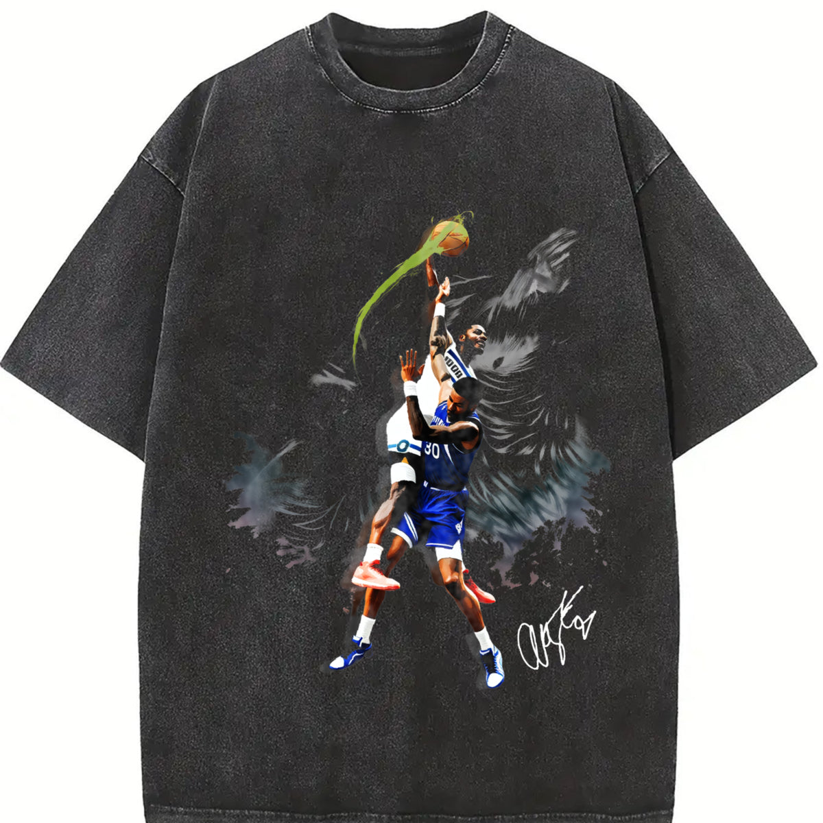 Anthony Howling Wolves Dunk vintage washed oversized T-shirt in Black