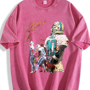 Tyreek Hill Cheetah Football Hands Behind Back Celly TD vintage washed oversized T-shirt in Red