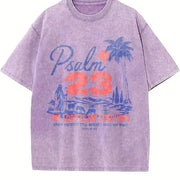 Psalm 23 the Lord Is My Shepherd Christian Faith Vintage Washed T-Shirt in Purple