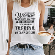 White V-neck Tank with Bold Black Women's Color Cotton Tank Top in White