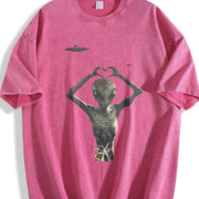 230gsm for Spring Fall Vintage Washed T-Shirt in Red