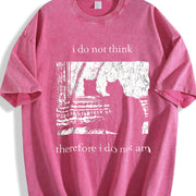 I Do Not Think Therefore I Do Not Am Cat Sleeveless Tank Vintage Washed T-Shirt in Red