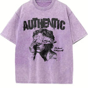 Authentic Blindfolded Statue Sleeveless Tank Vintage Washed T-Shirt in Purple