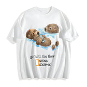 Otter Go with the Flow Cotton T-Shirt in White