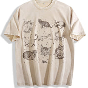 Cats 90s Retro ® Y2k Kitten Vintage Washed T-Shirt in Beige
