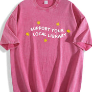 Support Your Local Library Vintage Washed T-Shirt in Red
