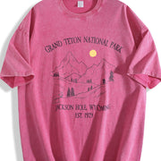 Grand Tetons National Park Vintage Washed T-Shirt in Red