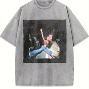 Party Doll Falling Vintage Washed T-Shirt in Gray