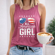 All American Girl Women's Color Cotton Tank Top in Red