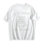 If I’m Moody Give Me Foody Raccoon Cotton T-Shirt in White