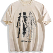 With Dissociate Dissociative Portrait Vintage Washed T-Shirt in Beige