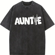 Auntie Skeleton New Aunt Vintage Washed T-Shirt in Black