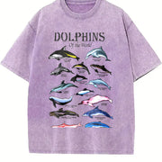Dolphins of the World Vintage Washed T-Shirt in Purple