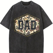 Camouflage Dad Retro Varsity Dad Vintage Washed T-Shirt in Black