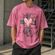 Back and Thank God, Move Forward and Trust God Vintage Washed T-Shirt in Red