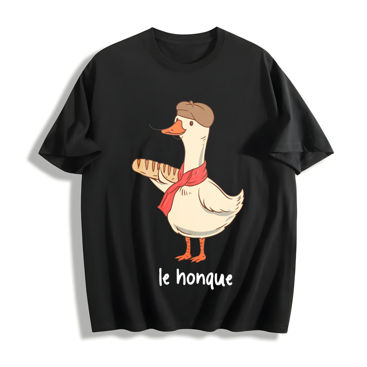 Le Honque Goose Silly Goose Cotton T-Shirt in Black