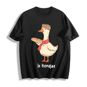 Le Honque Goose Silly Goose Cotton T-Shirt in Black