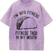Fitness Taco Humor Gym Novelty Sarcastic Guys Classic Vintage Washed T-Shirt in Purple
