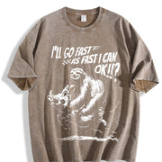 Retro Sloth Riding a Boar 90s Vintage Washed T-Shirt in Brown