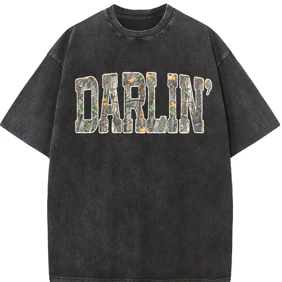 Retro Camo Western Camouflage Western Concert vintage washed oversized T-shirt in Black