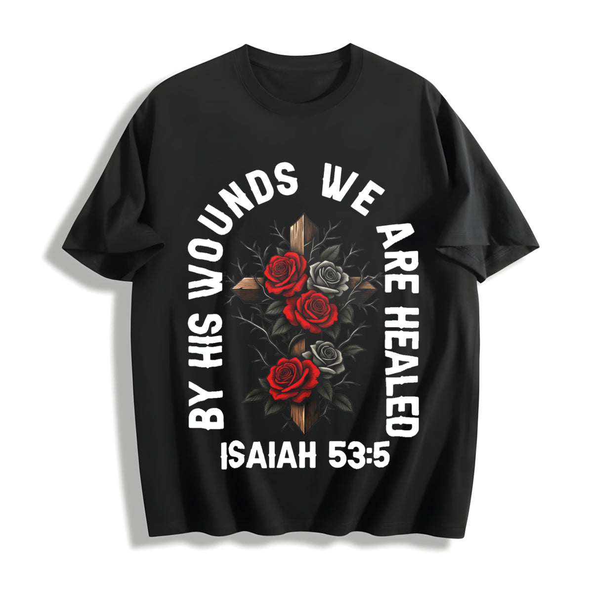 Saved by Grace Christian Cotton T-Shirt in Black