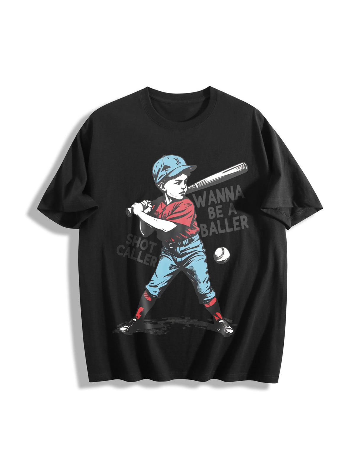 Wanna Be a Baller Shot Caller Cotton T-Shirt in Black