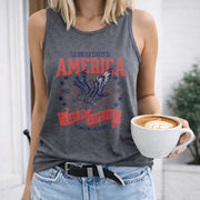 United States of America Since 1776 Women's Color Cotton Tank Top in Gray