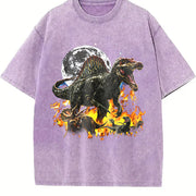 Dinosaur 90s Retro Jurassic Spinosaurus Vintage Washed T-Shirt in Purple