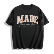 Floral & Letter Ladies for All Seasons Cotton T-Shirt in Black