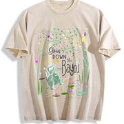 New Orleans Bayou Goin Down the Bayou Vintage Washed T-Shirt in Beige